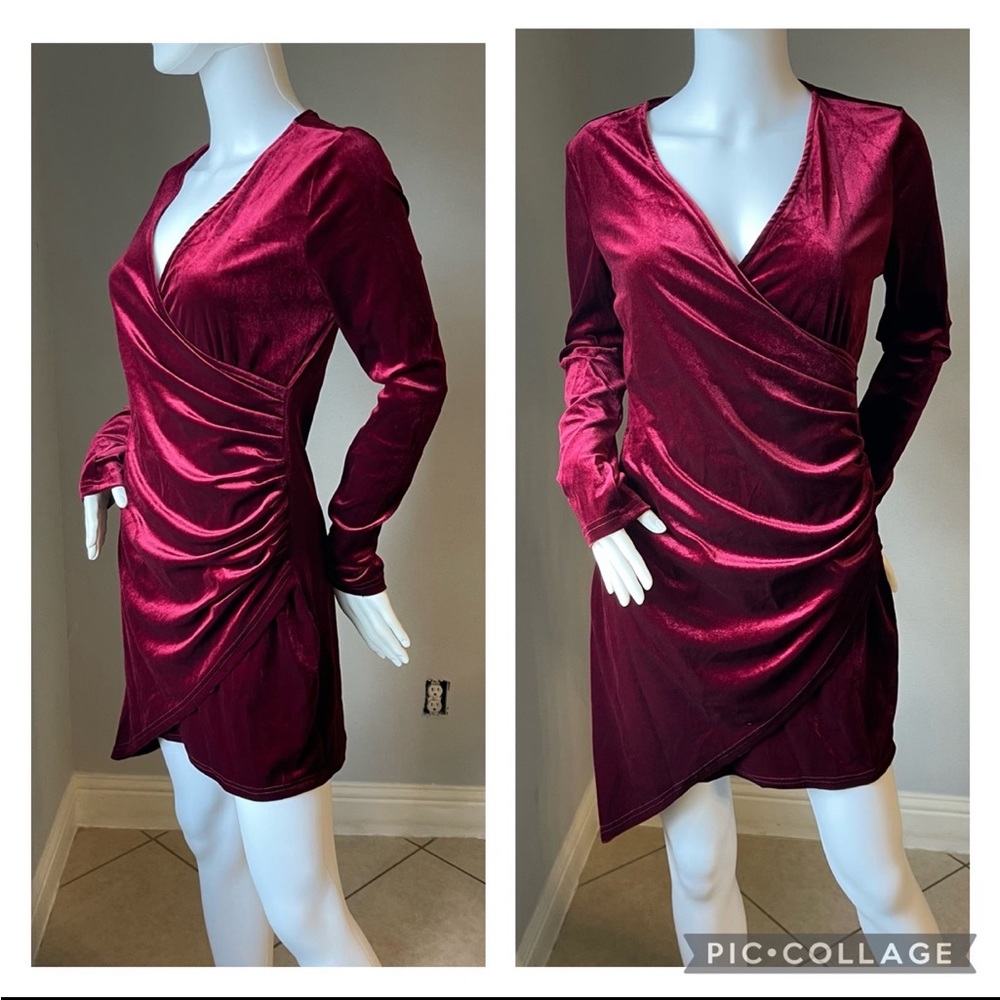 Shein Bae Wrap Front Ruched Detail Velvet Dress
Size Large for size 10